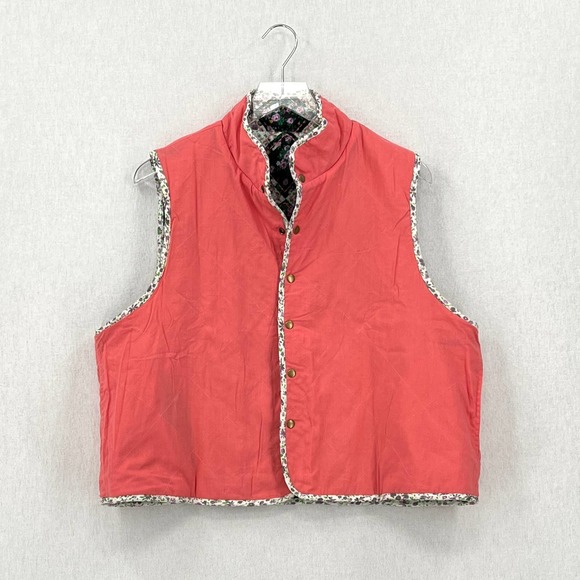 CLARE V Vest Womens Medium Large Black Multicolor Quilted Floral Reversible NWT - Picture 8 of 14